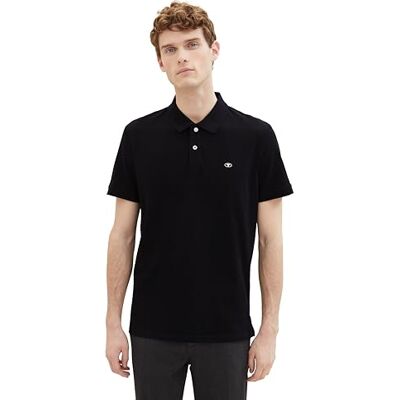 TOM TAILOR Herr Basic Piqué pikétröja 1027713, 29999 Black, S TOM TAILOR Herr Basic Piqué pikétröja 1027713, 29999 Black, S