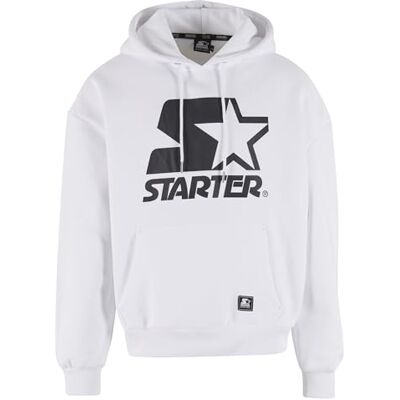 Starter Black Label herr huvtröja överdimensionerad logotyp hoodie, avslappnad herr huvtröja med startlogotyp, storlekar S – XXL, Vit, S Starter Black Label herr huvtröja överdimensionerad logotyp hoodie, avslappnad herr huvtröja med startlogotyp, storlekar S – XXL, Vit, S