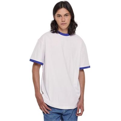 Urban Classics Oversized Ringer Tee T-shirt för män, Vit/Royal, XL Urban Classics Oversized Ringer Tee T-shirt för män, Vit/Royal, XL