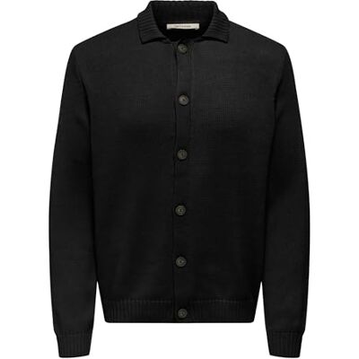 Only & Sons Onsjacob Reg Ls kofta stickad, svart, XXL Only & Sons Onsjacob Reg Ls kofta stickad, svart, XXL