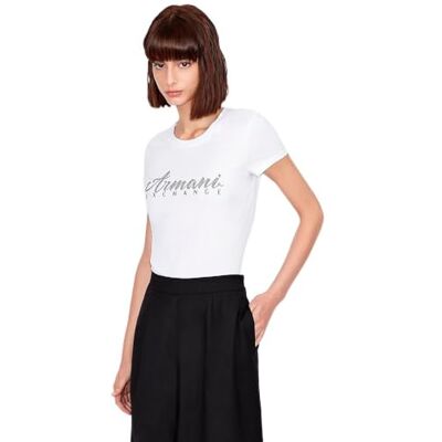 Giorgio Armani kortärmad klassisk skript logotyp scoop neck T-shirt, Optisk vit, XL Giorgio Armani kortärmad klassisk skript logotyp scoop neck T-shirt, Optisk vit, XL