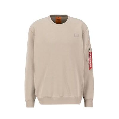 Alpha Industries X-Fit Label Sweater för män, Vintage Sand, XXL Alpha Industries X-Fit Label Sweater för män, Vintage Sand, XXL