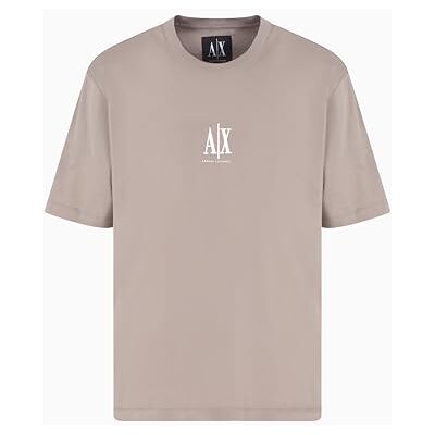 Giorgio Armani Ikon projekt för män, broderad logotyp, t-shirt, brun, XS, Drivved, XS Giorgio Armani Ikon projekt för män, broderad logotyp, t-shirt, brun, XS, Drivved, XS