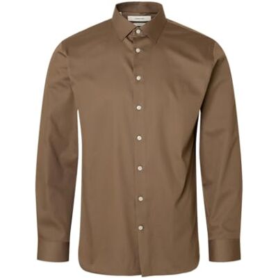 SELECTED MEN Slhslim-Performance Shirt Ls Noos, Chokladchip, S SELECTED MEN Slhslim-Performance Shirt Ls Noos, Chokladchip, S