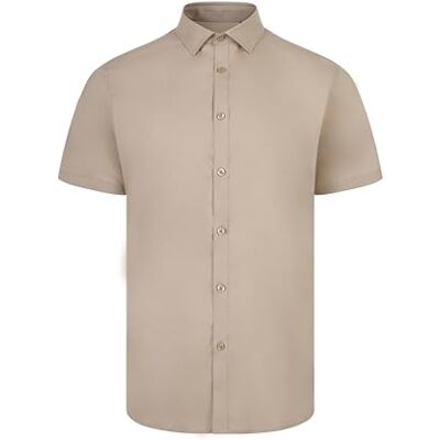 VELILLA 405016S; kortärmad stretchskjorta för män; färg svart, storlek 2XL, Ljusbeige, M VELILLA 405016S; kortärmad stretchskjorta för män; färg svart, storlek 2XL, Ljusbeige, M