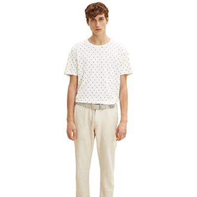 TOM TAILOR Denim Herr T-shirt med prickar 1033040, 30599 Creme Blue Mini Boxes Print, XS TOM TAILOR Denim Herr T-shirt med prickar 1033040, 30599 Creme Blue Mini Boxes Print, XS