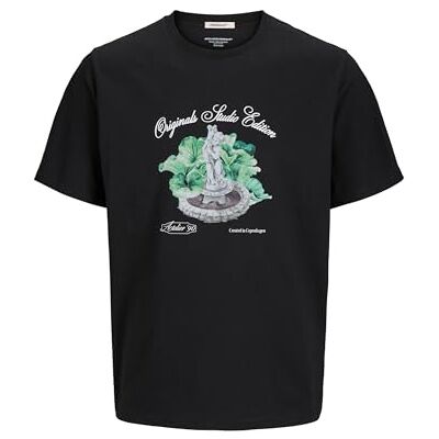 JACK & JONES Jorhydra Front Tee Ss Crew Neck Pls, svart, 3XL JACK & JONES Jorhydra Front Tee Ss Crew Neck Pls, svart, 3XL