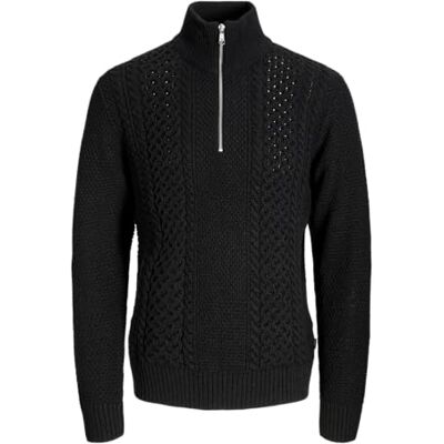 JACK & JONES Jjpaul stickad halv dragkedja, svart, XL JACK & JONES Jjpaul stickad halv dragkedja, svart, XL