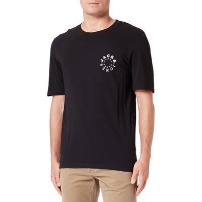 JACK & JONES Bestseller A/S Herr Jjwarrior Tee Ss Crew Neck T-shirt, Svart/tryck: liten, L JACK & JONES Bestseller A/S Herr Jjwarrior Tee Ss Crew Neck T-shirt, Svart/tryck: liten, L