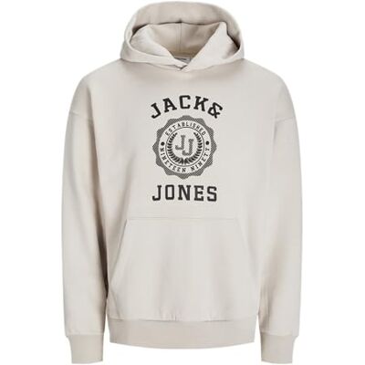 JACK & JONES Jjvicto Sweat Hood Huvtröja för män, Moonbeam, XS JACK & JONES Jjvicto Sweat Hood Huvtröja för män, Moonbeam, XS