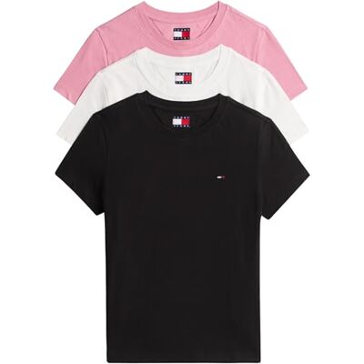 Tommy Jeans TJW 3-pack C-hals T-tröja DW0DW22175, Multi, XL, Multi (svart/Ecru/mystisk rosa), XL Tommy Jeans TJW 3-pack C-hals T-tröja DW0DW22175, Multi, XL, Multi (svart/Ecru/mystisk rosa), XL