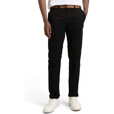 TOM TAILOR Denim Herr Chino byxor med bälte 1008253, 29999 Black, 36W / 32L TOM TAILOR Denim Herr Chino byxor med bälte 1008253, 29999 Black, 36W / 32L