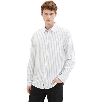 TOM TAILOR herrskjorta, 34634 Vit Dobby Stripe, S TOM TAILOR herrskjorta, 34634 Vit Dobby Stripe, S