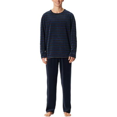 Schiesser Pyjamasset för män, långa nattkläder, set med pyjamasset, Nattblå_182023, 56 Schiesser Pyjamasset för män, långa nattkläder, set med pyjamasset, Nattblå_182023, 56