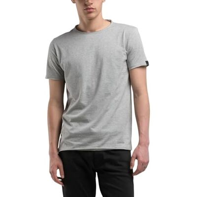 Replay Basic T-shirt för män, normal passform med rund hals, M08 ljusgrå melerad, 3XL Replay Basic T-shirt för män, normal passform med rund hals, M08 ljusgrå melerad, 3XL