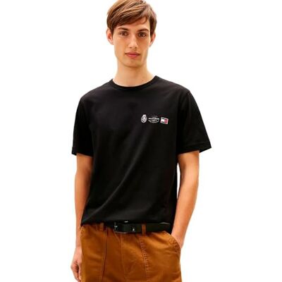 Tommy Hilfiger Herr Small Crest Outline TEE MW0MW40011 S/S t-shirt, svart, M, svart (svart), M Tommy Hilfiger Herr Small Crest Outline TEE MW0MW40011 S/S t-shirt, svart, M, svart (svart), M