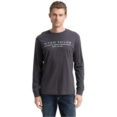TOM TAILOR Långärmad T-shirt för män, 10899 Tarmacgrå, 3XL TOM TAILOR Långärmad T-shirt för män, 10899 Tarmacgrå, 3XL