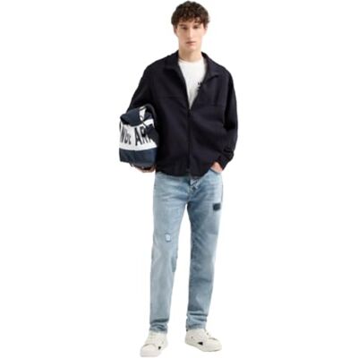 Giorgio Armani Men's Utility Edge, sustainable, tryckt logotypbokstäver, normal passform, vit, XL, Vit, XL Giorgio Armani Men's Utility Edge, sustainable, tryckt logotypbokstäver, normal passform, vit, XL, Vit, XL