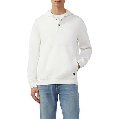 s.Oliver strukturerad huvtröja med tryckknappar och känguruficka, Vit, XL s.Oliver strukturerad huvtröja med tryckknappar och känguruficka, Vit, XL