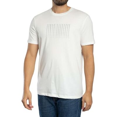 Giorgio Armani Men's Plain 3D tryckt främre logotyp t-shirt, off vit, L Giorgio Armani Men's Plain 3D tryckt främre logotyp t-shirt, off vit, L