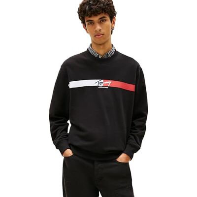 Tommy Jeans herr Tjm Reg skylt rand Cnck Ext DM0DM23019 pullover tröja, svart (svart), XL Tommy Jeans herr Tjm Reg skylt rand Cnck Ext DM0DM23019 pullover tröja, svart (svart), XL