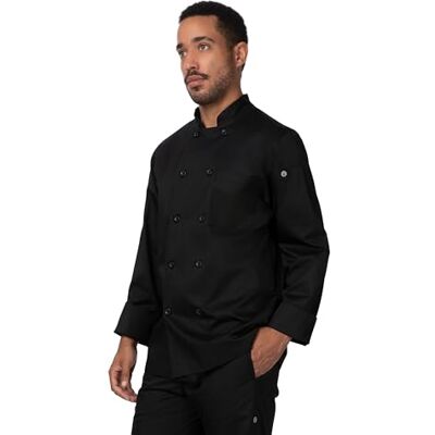 Chef Works Unisex hållbar Le Mans kockjacka, svart, M Chef Works Unisex hållbar Le Mans kockjacka, svart, M