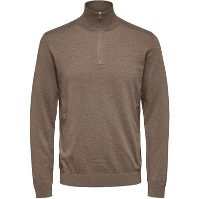 SELECTED HOMME Herr Slhberg halv dragkedja cardigan B Noos tröja, Teak/detalj:melerad, M SELECTED HOMME Herr Slhberg halv dragkedja cardigan B Noos tröja, Teak/detalj:melerad, M