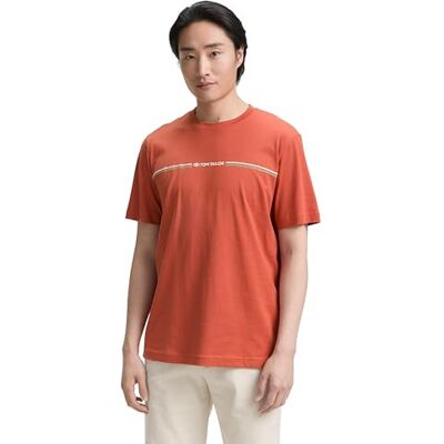TOM TAILOR Herr 1037803 T-shirt med tryck, 38321 – roströd, S TOM TAILOR Herr 1037803 T-shirt med tryck, 38321 – roströd, S