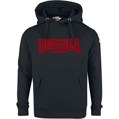 Lonsdale London Hooded One Tone män huvtröja svart basics, streetwear Lonsdale London Hooded One Tone män huvtröja svart basics, streetwear
