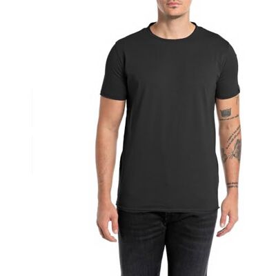 Replay Basic T-shirt för män, normal passform med rund hals, 098 svart, XS Replay Basic T-shirt för män, normal passform med rund hals, 098 svart, XS