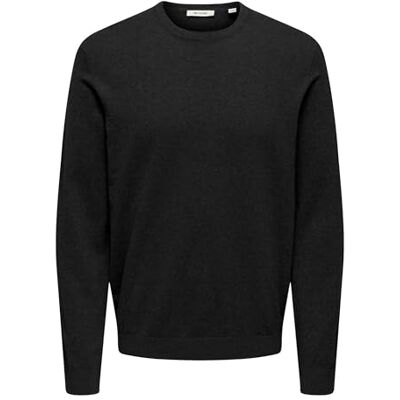 Only & Sons Onstim Reg Ls Linen Crew Knit Noos, svart, XS Only & Sons Onstim Reg Ls Linen Crew Knit Noos, svart, XS