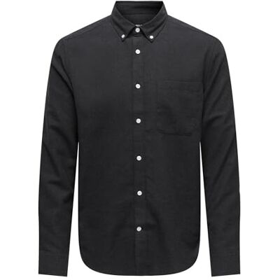 Only & Sons Herr Onsgudmund Slim Solid Noos 22027307 Skjorta, Svart, XS Only & Sons Herr Onsgudmund Slim Solid Noos 22027307 Skjorta, Svart, XS
