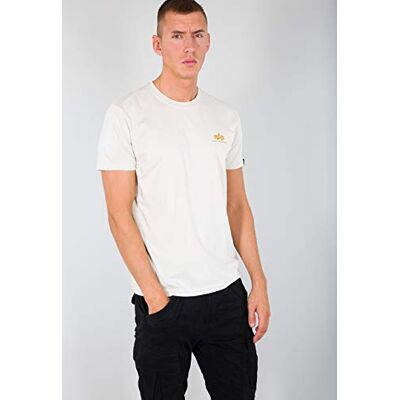 Alpha Industries Basic T-Shirt Small Logo för män, Vintage White, M Alpha Industries Basic T-Shirt Small Logo för män, Vintage White, M