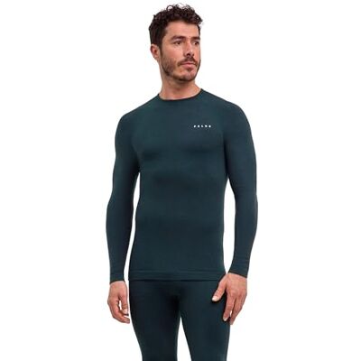 FALKE herr Baselayer-Shirt Wool-Tech Protective M L/s Sh ull funktionellt material snabbtorkande 1 styck, grön Holly 7385, XL FALKE herr Baselayer-Shirt Wool-Tech Protective M L/s Sh ull funktionellt material snabbtorkande 1 styck, grön Holly 7385, XL
