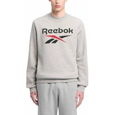 Reebok Identity Big Logo Fleece Crew, Medium Grey Heather/Vector Red, M Reebok Identity Big Logo Fleece Crew, Medium Grey Heather/Vector Red, M