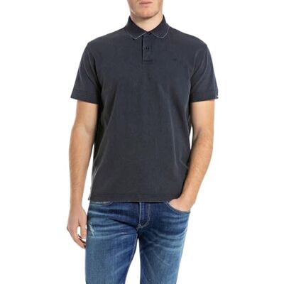 Replay mäns regular fit bomulls-pikétröja, 715 Deep Navy, XL Replay mäns regular fit bomulls-pikétröja, 715 Deep Navy, XL