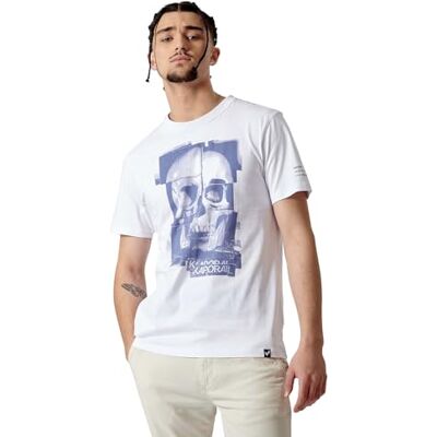 KAPORAL , T-shirt, modell Berto, herr, vit, S; normal passform, kortärmad, rund hals, Vitt och blått, S KAPORAL , T-shirt, modell Berto, herr, vit, S; normal passform, kortärmad, rund hals, Vitt och blått, S