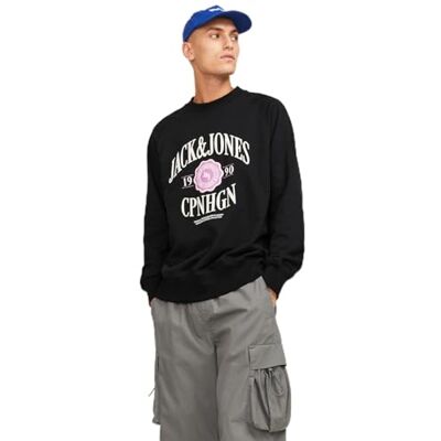 JACK & JONES JORLUCCA varumärke sweat crew neck, svart, S JACK & JONES JORLUCCA varumärke sweat crew neck, svart, S