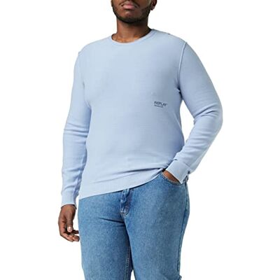 Replay Pullover tröja för män, 905 Azurblå, XL Replay Pullover tröja för män, 905 Azurblå, XL