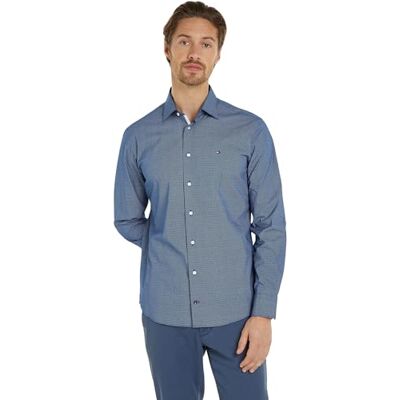 Tommy Hilfiger Män Cl Stretch Mikrotryck Rf Skjorta Klänning Skjortor, Blå, 44W, Ankare blått/Optisk Vit, 46 SE Tommy Hilfiger Män Cl Stretch Mikrotryck Rf Skjorta Klänning Skjortor, Blå, 44W, Ankare blått/Optisk Vit, 46 SE