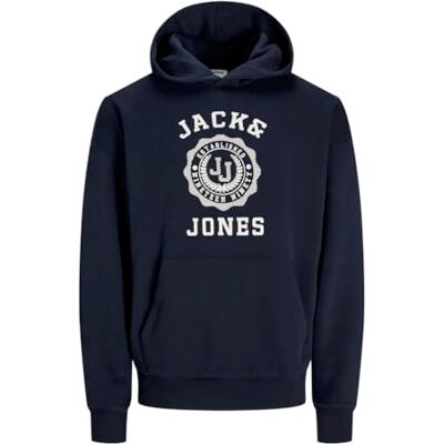 JACK & JONES Jjvicto Sweat Hood Huvtröja för män, marinblå blazer, L JACK & JONES Jjvicto Sweat Hood Huvtröja för män, marinblå blazer, L