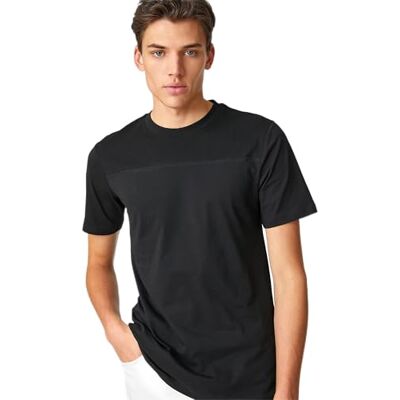 Koton T-shirt för män med crew neck kortärmad sömlös detaljerad, Svart (999), L Koton T-shirt för män med crew neck kortärmad sömlös detaljerad, Svart (999), L