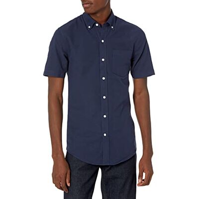 Amazon Essentials Herr Slim-Fit kortärmad ficka Oxford skjorta, marinblå, XX-Large Amazon Essentials Herr Slim-Fit kortärmad ficka Oxford skjorta, marinblå, XX-Large