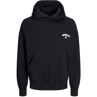 JACK & JONES JORSANTORINI Graphic Sweat Hood SN, svart, M JACK & JONES JORSANTORINI Graphic Sweat Hood SN, svart, M
