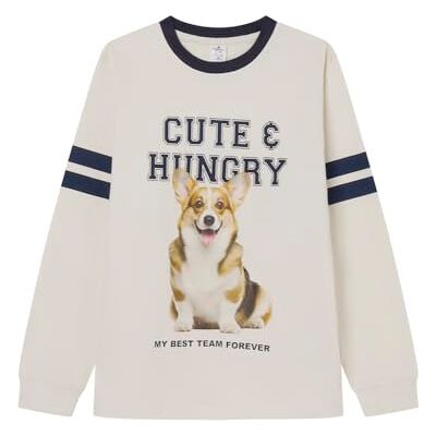 Springfield Söt & Hungry Corgi Långärmad T-shirt, Vit, 7–8 Springfield Söt & Hungry Corgi Långärmad T-shirt, Vit, 7–8