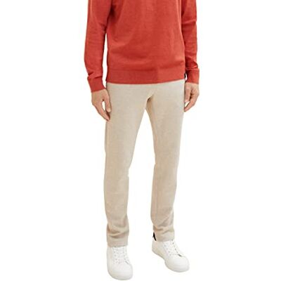 TOM TAILOR Herr Slim Fit Piqué Chino byxor i joggingstil med elastiskt midjeband, 29114-beige Pique Melange, 33W x 32L TOM TAILOR Herr Slim Fit Piqué Chino byxor i joggingstil med elastiskt midjeband, 29114-beige Pique Melange, 33W x 32L