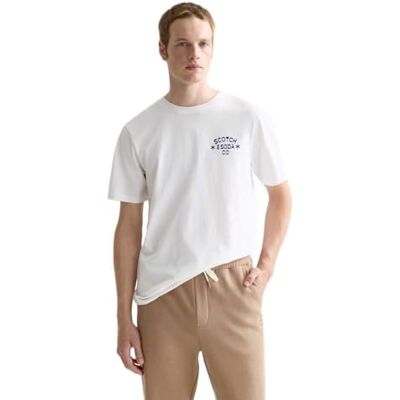 Scotch & Soda Left Chest Artwork T-shirt, Ljus vit 101, M Scotch & Soda Left Chest Artwork T-shirt, Ljus vit 101, M