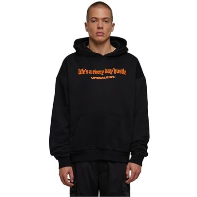 Tee Upscale Studios herr huvtröja Hustle Ultra Heavy Oversize Hoodie, Print Hoodie, överdimensionerad passform, svart, M Tee Upscale Studios herr huvtröja Hustle Ultra Heavy Oversize Hoodie, Print Hoodie, överdimensionerad passform, svart, M