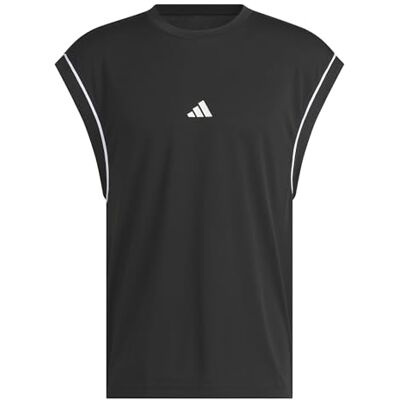 adidas herr Basketball All World Sleeveless Tank Shirt, Black/Black, L Tall adidas herr Basketball All World Sleeveless Tank Shirt, Black/Black, L Tall