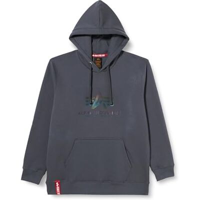 Alpha Industries Basic Hoody Rainbow Ref. Print Hooded Sweat-Huvtröja för män Greyblack Alpha Industries Basic Hoody Rainbow Ref. Print Hooded Sweat-Huvtröja för män Greyblack